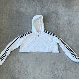 VGC White Cropped Adidas Hoody - Size Small